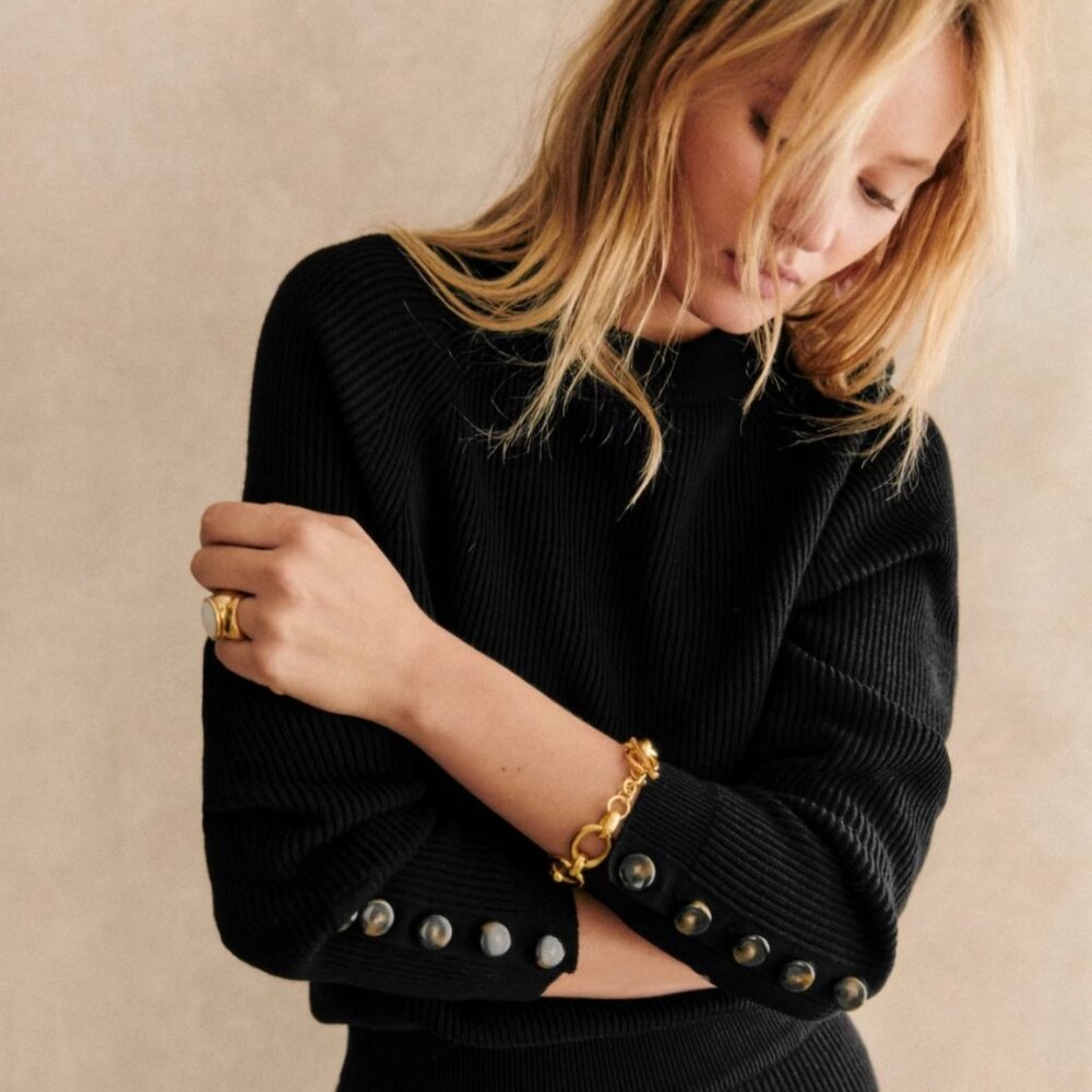 Sezane Sami Jumper in Black *BNWT* (merino wool & cotton)